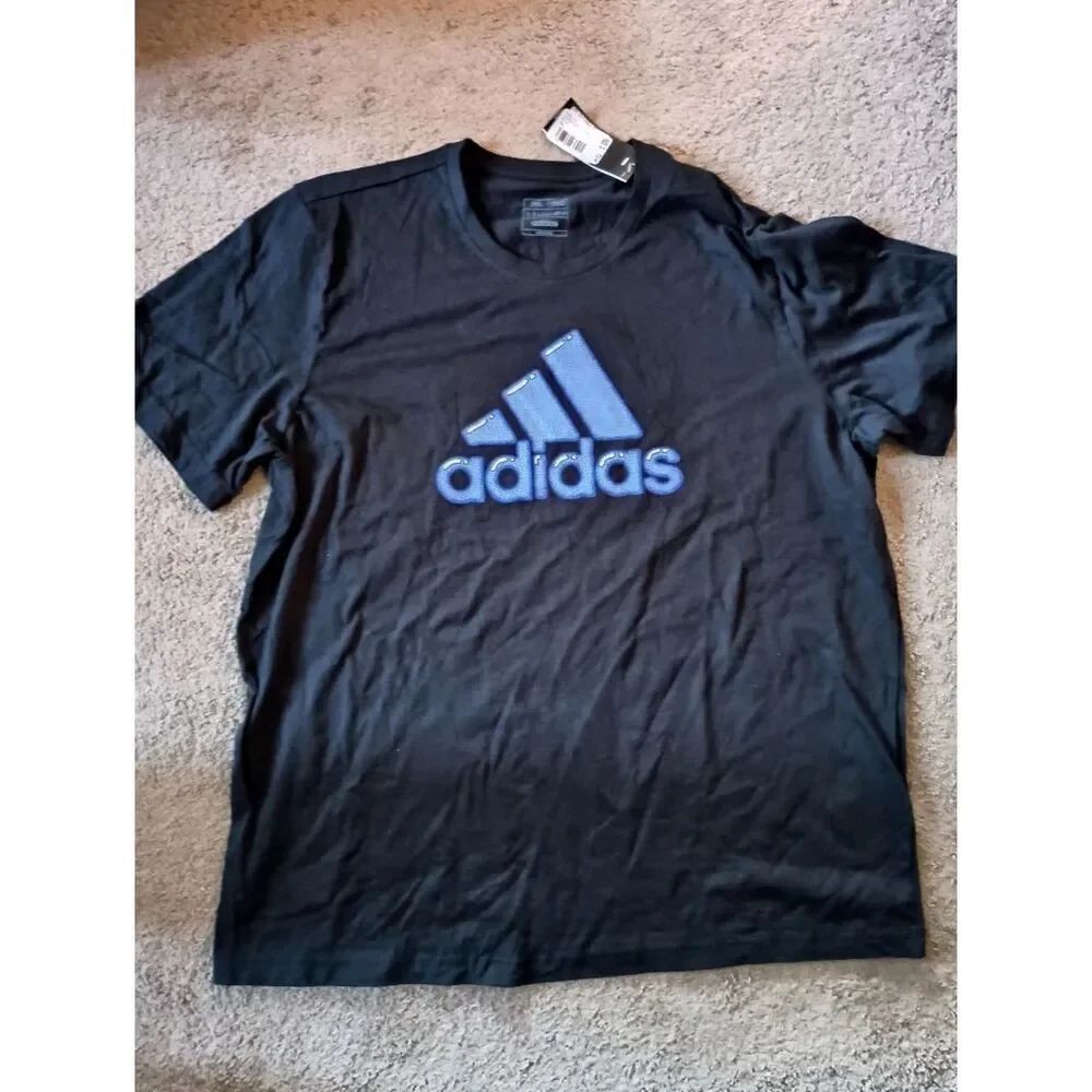 Adidas Blue Bubble Men's Black Graphic SS T-shirt Size 2XL BRAND NEW WITH TAGS